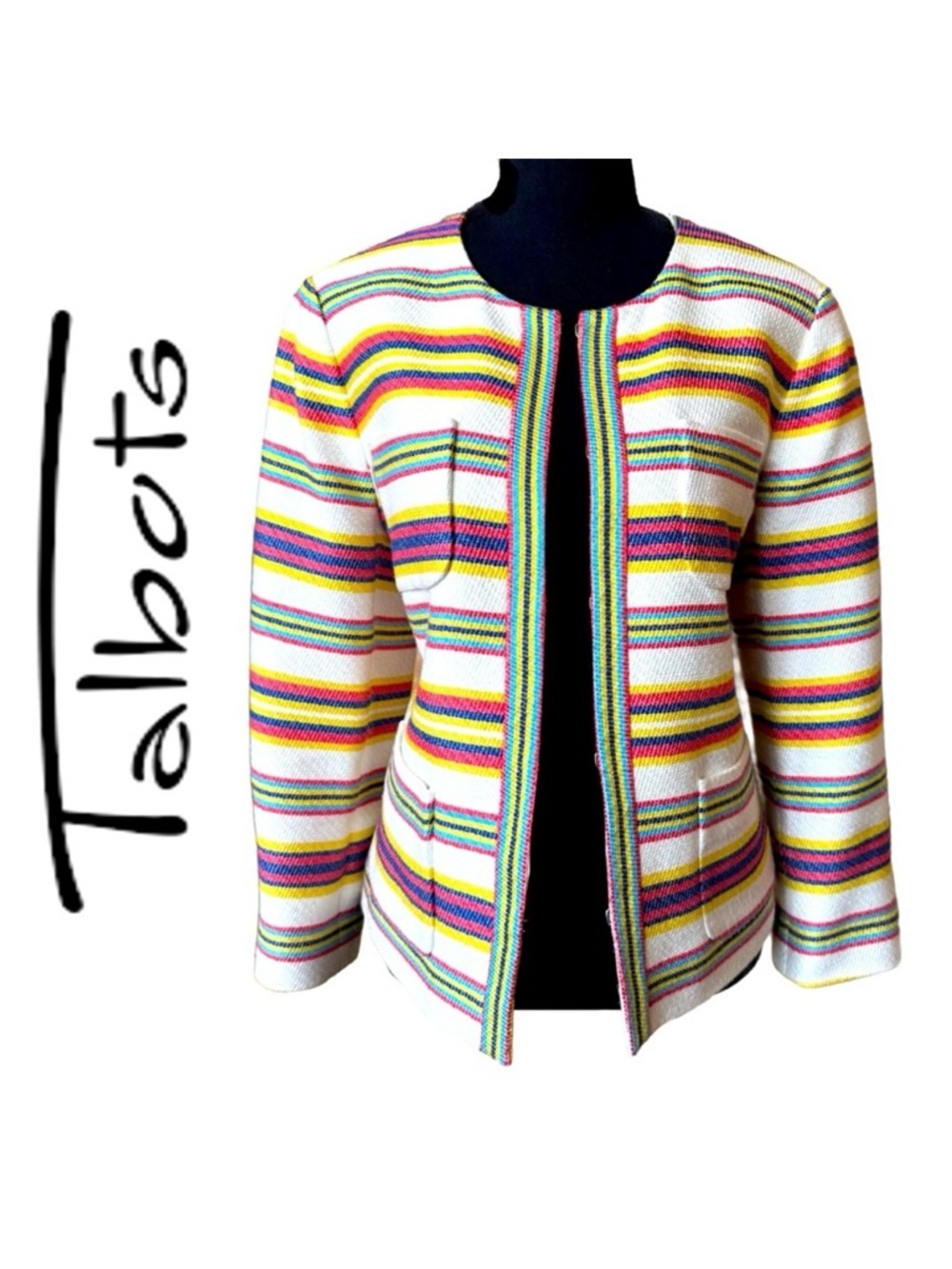Talbots Striped Open-Front Lined Jacket Multicolor Striped Blazer (14) - Picture 17 of 17